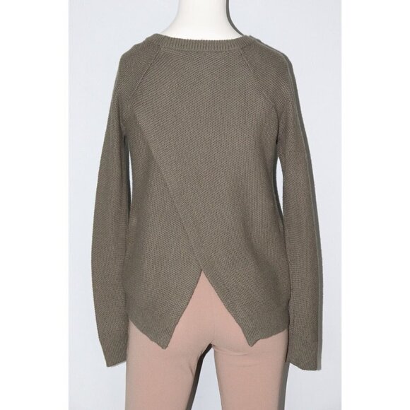 Madewell Women's Size XXS Olive Green Pullover Sweater Waffle Knit Open Back Top - Picture 5 of 6